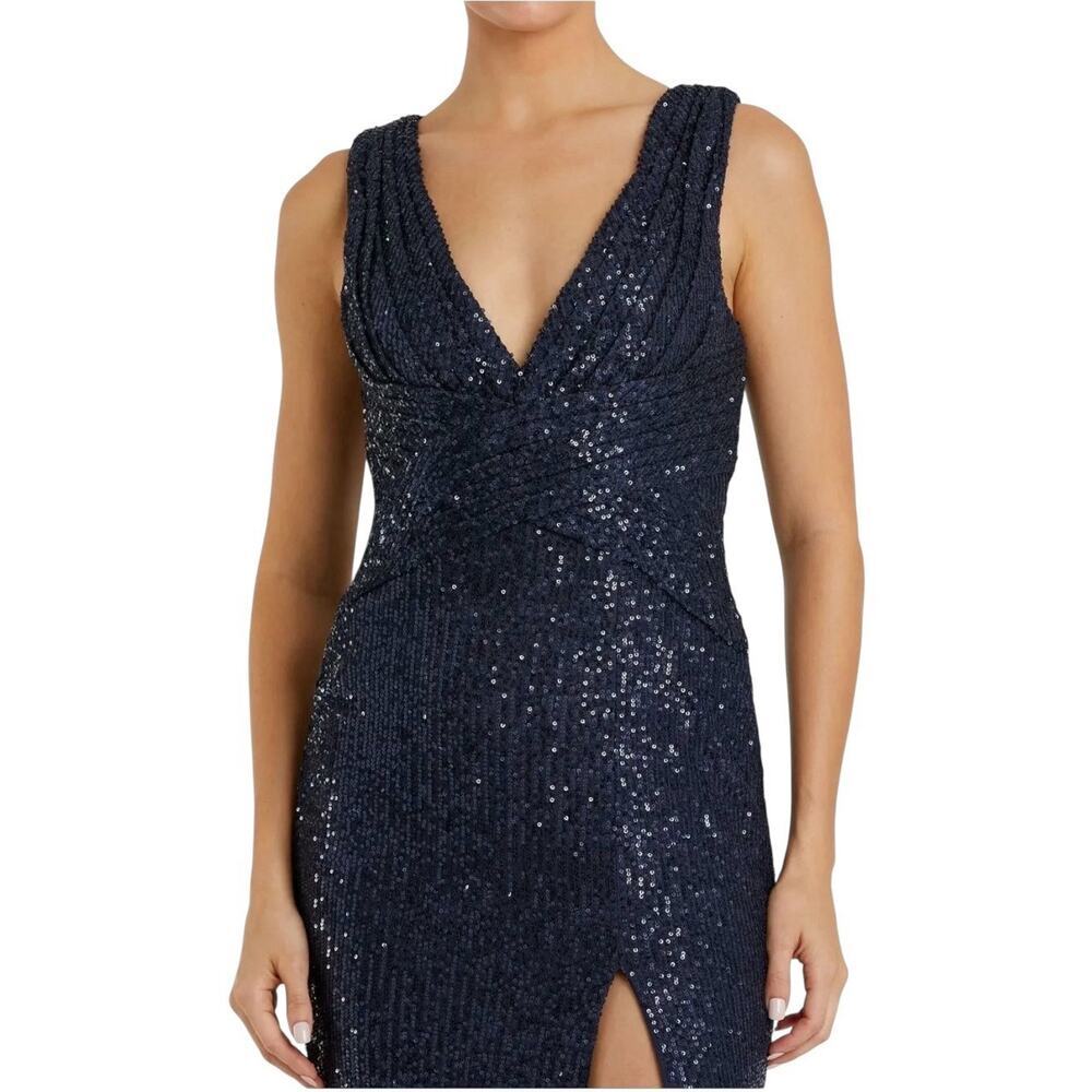 Mac Duggal 265597 Midnight Blue Sequins High Slit Maxi Size 14 $398 - Picture 2 of 8